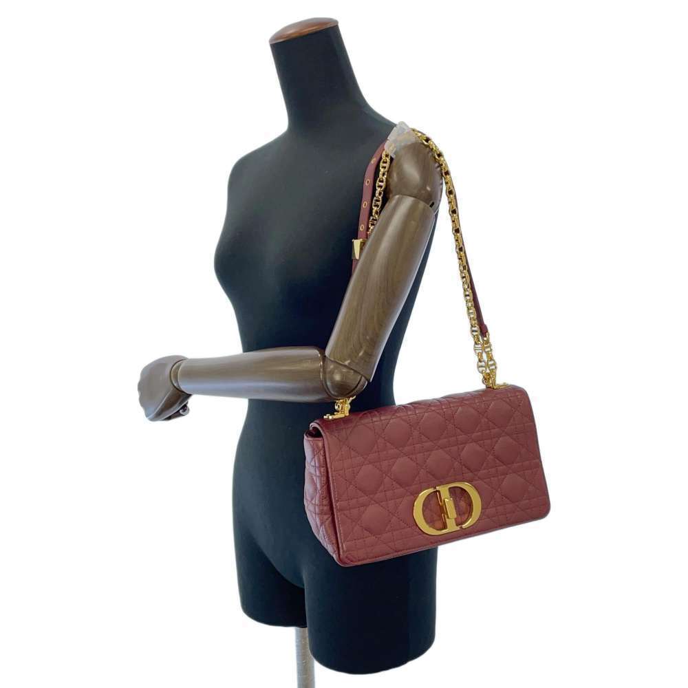 Christian Dior Chain Shoulder Bag Caro Cannage Bordeaux Red - Picture 5 of 12